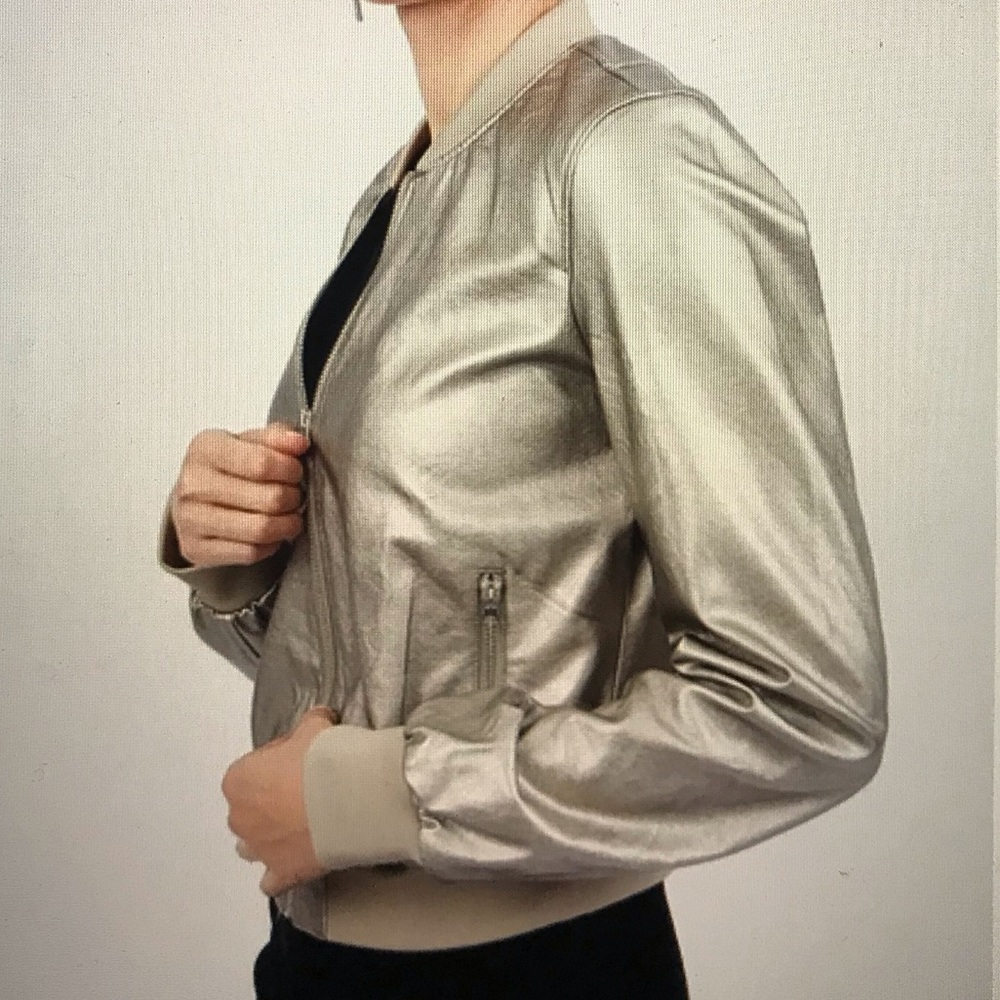 Catherine Malandrino Metallic Bomber Jacket